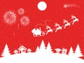 Santa Claus flyin on Christmas sleigh in the night - vector